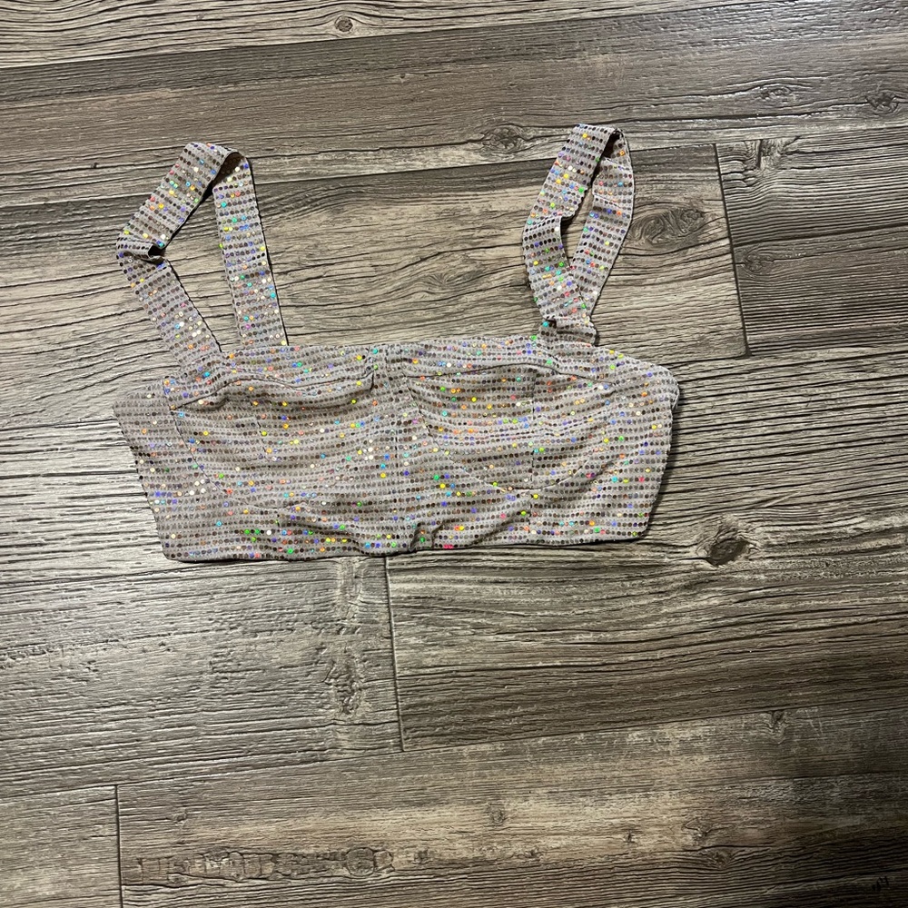 Forever 21 Silver Tan Crop Top